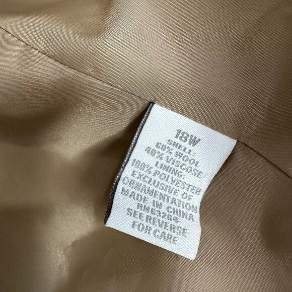 Dress Barn Vest Tan Floral Embroidered Wool Blend Lined Open Size 18W - Picture 12 of 12